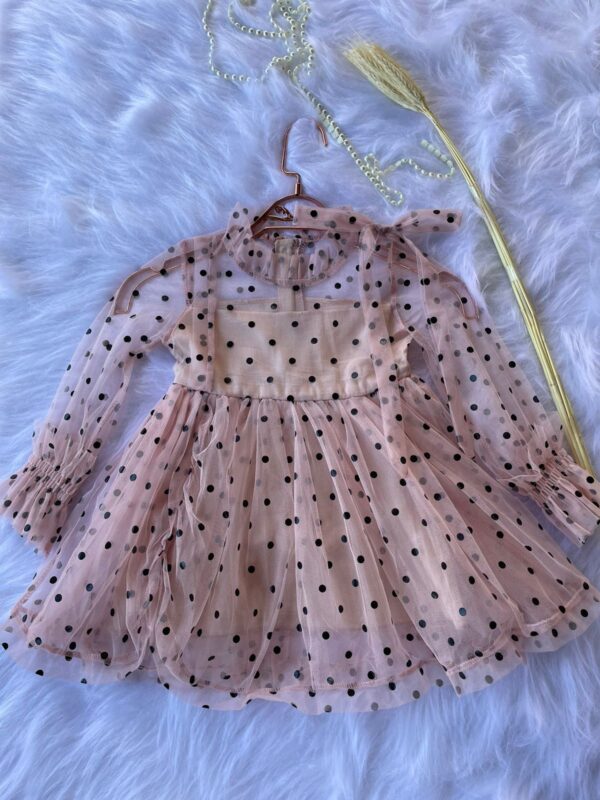 Vestido Tule Bolinha Rosê